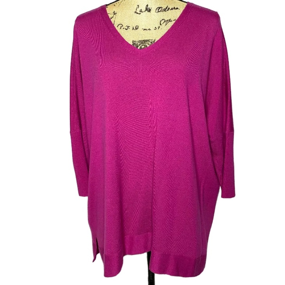 Eileen Fisher Magenta Merino Wool Knit Sweater Top